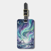 Northern Lights Night Sky Romantic Landscape Gepäckanhänger (Vorderseite vertikal)