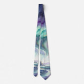 Northern Lights Night Sky Romantic Landscape Krawatte (Rückseite)