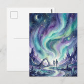 Northern Lights Night Sky Romantic Landscape Postkarte (Vorne/Hinten)