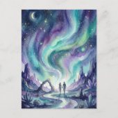 Northern Lights Night Sky Romantic Landscape Postkarte (Vorderseite)