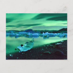 Northern Lights over Jokulsarlon lake, Island Postkarte