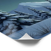 Northern Lights Over Snowy Mountains Poster (Ecke)