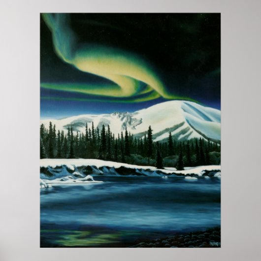 Northern Lights Painting Canada Landscape Poster (Vorne)