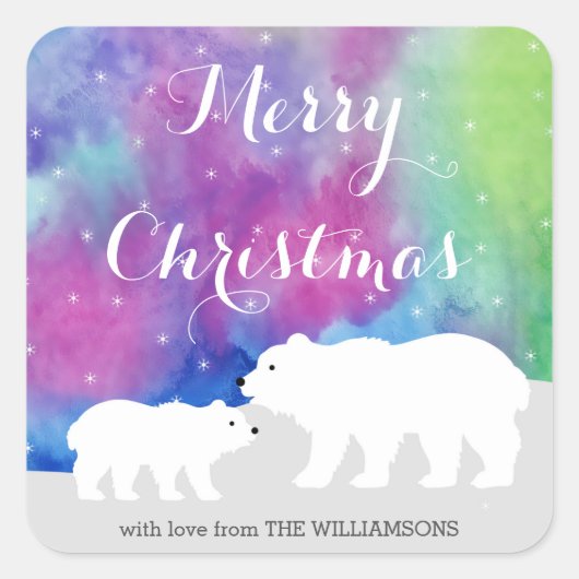 Northern Lights Personalisiert Holiday Stickers (Vorderseite)