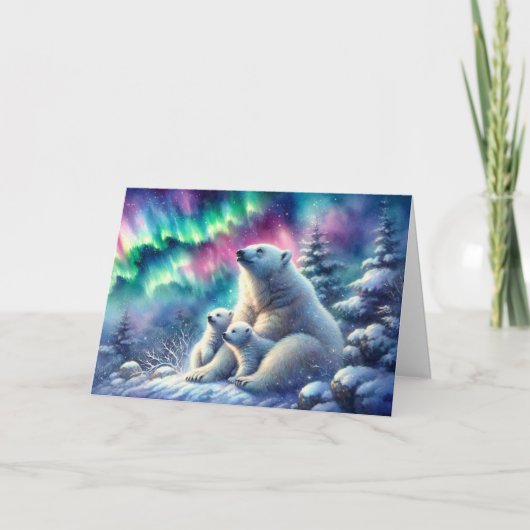 Northern Lights Polar Bears Christlich Weihnachten (Vorderseite)