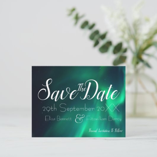 Northern Lights Save the Date Postcard Postkarte (Stehend Vorderseite)