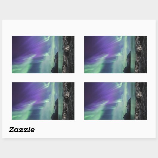 Northern Lights Senja Rechteckiger Aufkleber (Blatt)