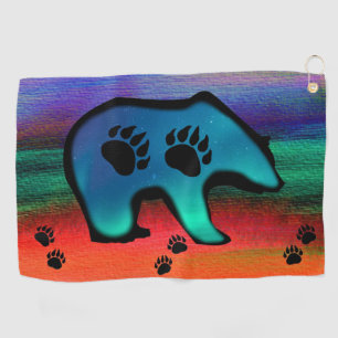Northern Lights Spirit Bear Golfhandtuch