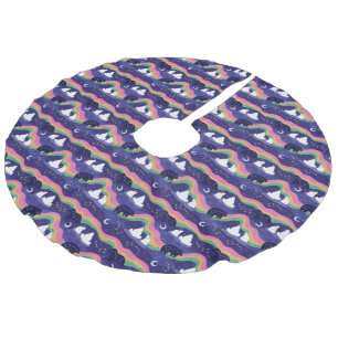 Northern Lights Tree Skirt Leinenimitat Weihnachtsbaumdecke