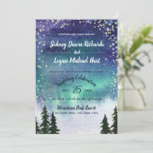 Northern Lights Watercolor Starry Sky Einladung (Stehend Vorderseite)
