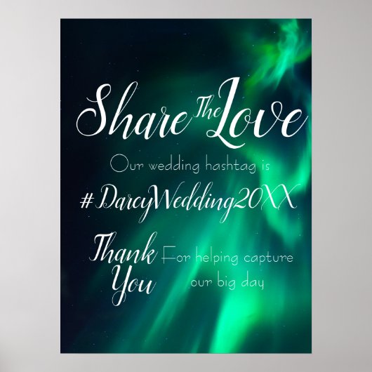 Northern Lights Wedding Hashtag Sign Poster (Vorne)