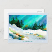 Northern Lights Winter Postcard Feiertagspostkarte (Vorne/Hinten)