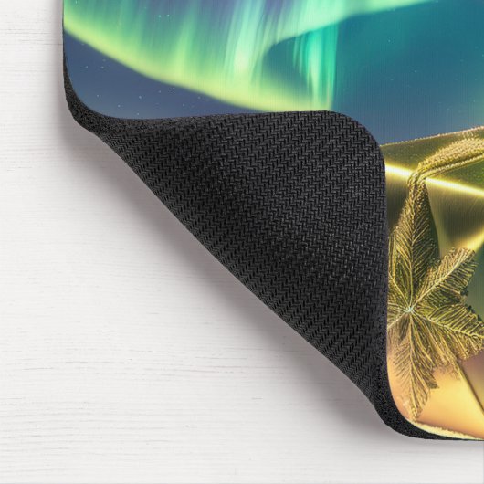 Northern Lights Xmas Bell Gift Box Snow Mousepad (Ecke)