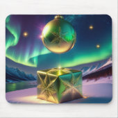 Northern Lights Xmas Bell Gift Box Snow Mousepad (Vorne)