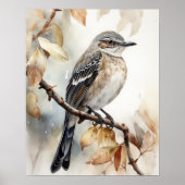 Northern Mockingbird Bird Art Print Poster (Vorne)