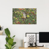 Northern Mockingbird in Red Berry Tree Poster (Heimbüro)