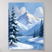 Northern Peaks | Winter Mountain Landscape Painted Poster (Vorne)