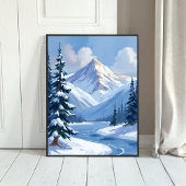 Northern Peaks | Winter Mountain Landscape Painted Poster