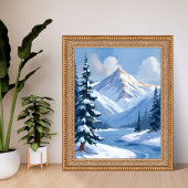 Northern Peaks | Winter Mountain Landscape Painted Poster