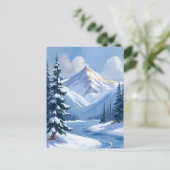 Northern Peaks | Winter Mountain Landscape Painted Postkarte (Stehend Vorderseite)