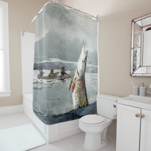 Northern Pike und Fishermen Fish von Winslow Homer Duschvorhang (Beispiel)