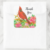 Northern Red Cardinal Danke Quadratischer Aufkleber (Tasche)