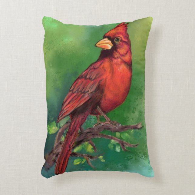 Northern Red Kardinal Bird Accent Pillow Dekokissen (Vorderseite(Vertikal))