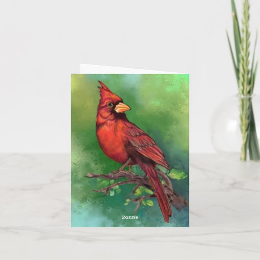 Northern Red Kardinal Bird Birthday Card Karte (Rückseite)
