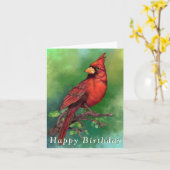 Northern Red Kardinal Bird Birthday Card Karte (Gelbe Blume)
