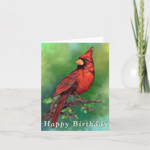 Northern Red Kardinal Bird Birthday Card Karte