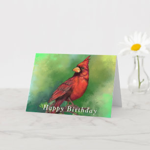 Northern Red Kardinal Bird Birthday Card Karte