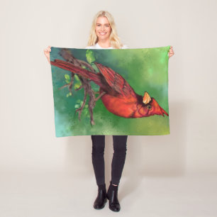 Northern Red Kardinal Bird Fleece Blanket