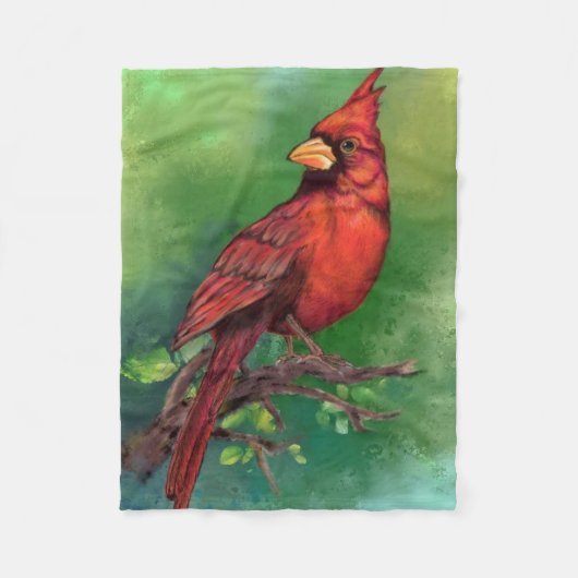 Northern Red Kardinal Bird Fleece Blanket (Vorderseite)