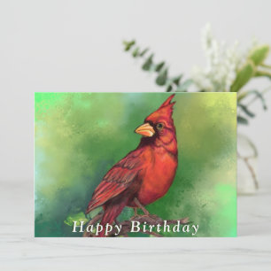 Northern Red Kardinal Bird Happy Birthday Card