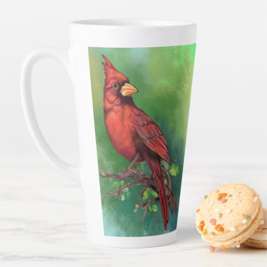 Northern Red Kardinal Bird Latte Tasse (Beispiel)