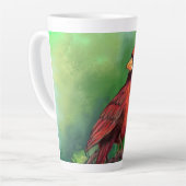 Northern Red Kardinal Bird Latte Tasse Malerei (Linke Ecke)