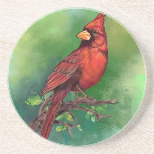 Northern Red Kardinal Bird Untersetzer (Vorne)