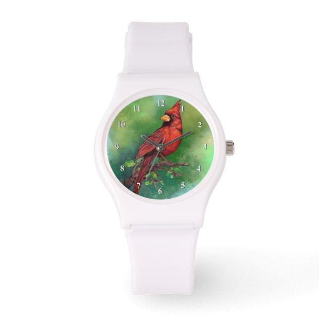 Northern Red Kardinal Bird Watch Armbanduhr (Vorderseite)