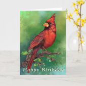 Northern Red Kardinal Birthday Card Karte (Gelbe Blume)