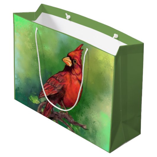 Northern Red Kardinal Gift Bag Große Geschenktüte (Rückseite Schrägansicht)