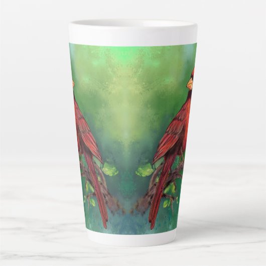 Northern Red Kardinal Latte Tasse (Vorderseite)