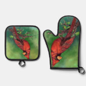 Northern Red Kardinal Oven Mitt & Pot Holding Set (Vorderseite)
