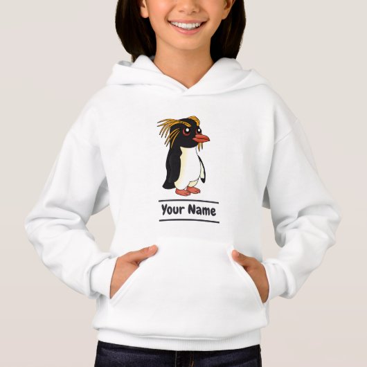 Northern Rockhopper Penguin Cartoon mit Text Hoodie (Vorderseite)