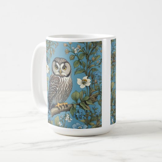 Northern Saw-Whet Owl William Morris Inspiriert Kaffeetasse (Vorderseite Links)