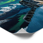 “Northern Sky Wanderer” – Snow Leopard Portrait Poster (Ecke)