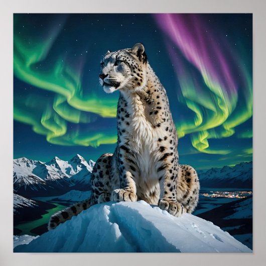 “Northern Sky Wanderer” – Snow Leopard Portrait Poster (Vorne)