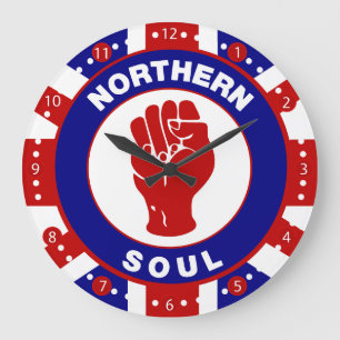 Northern Soul Mod Ziel Design auf Union Jack Große Wanduhr