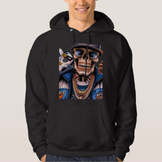 Northern Street King - Urbanes Skelett Hip-Hop Gra Hoodie