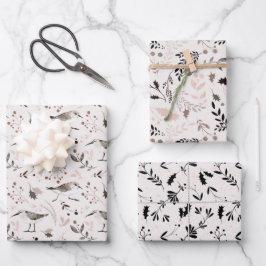 Northern Woods Botanicals Birds Weihnachten Geschenkpapier Set