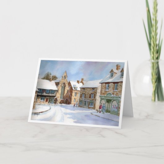 Northleach Marktplatz im Schnee Karte (Vorderseite)